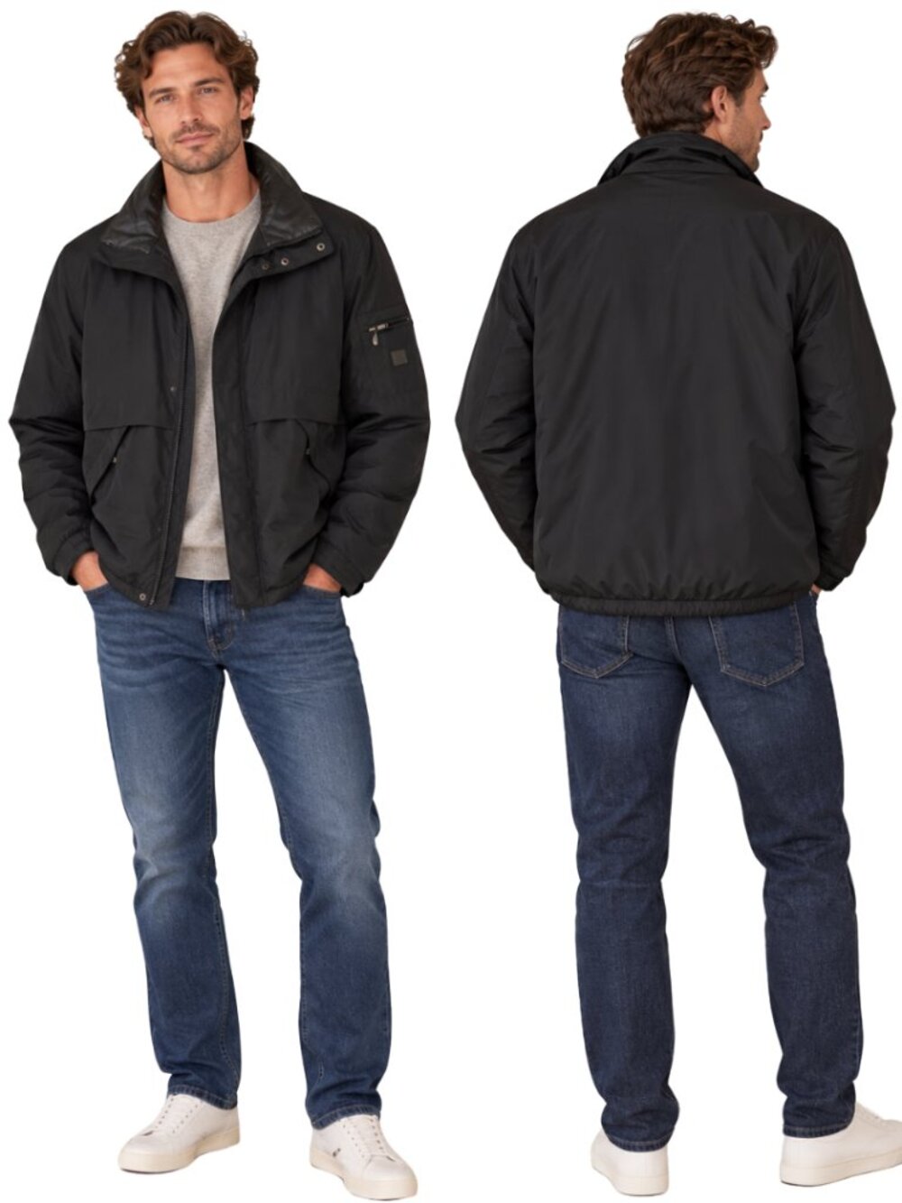 Alex Cannon Field Utility Bomber Jacket Mens Large Black Full Zip Outdoor Preppy